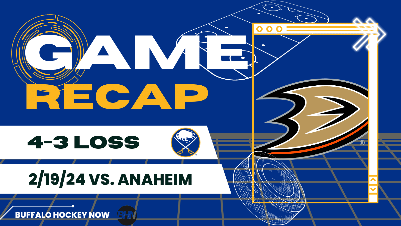 Anaheim Ducks Buffalo Sabres game recap